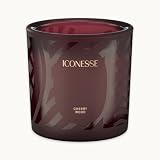 Iconesse Kirschholz Duftkerze im Glas – 1 Baumwoll-Docht, 280g Sojawachskerze, 48 Std. Brenndauer, saubere vegane Herbstduftkerze, ideal als Geschenk & für gemütliches Zuhause