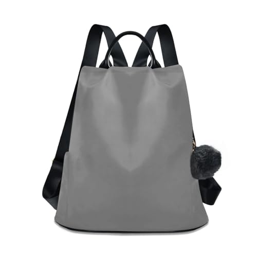 Sac à dos gris femme anti-vol avec fermeture éclair arrière et poches latérales
