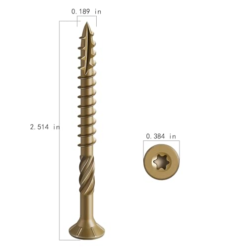 Image of Wensilon #10 * 2-1 /2 inch Deck Screws, (80pcs) 1 lbs.Exterior Wood Screws, Rust Resistant Epoxy Coated, Bronze, T20 Star Bit