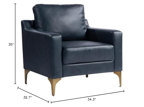 Sillón con tapizado azul marino y estructura sólida miniatura 2