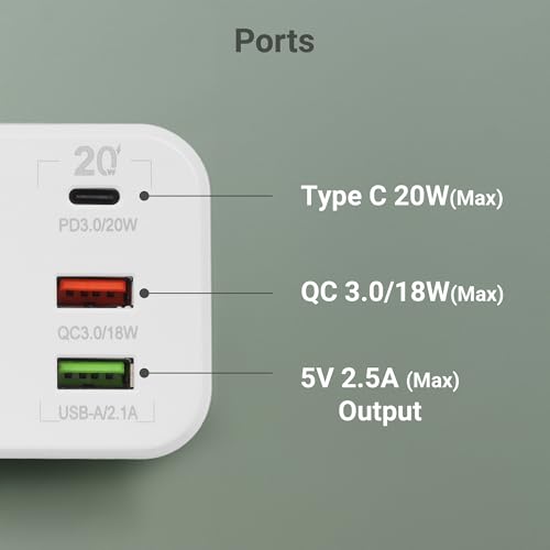 Image of ZEBRONICS Power Plug 23, Multi Plug Extension Board /Strip, 2500 Watts, 10 Amps, QC 3.0 18W, 1x Type C PD Port (20W), 2X Universal Socket, 2X USB Port, Night Lamp, LED Indicator, On /Off Switch