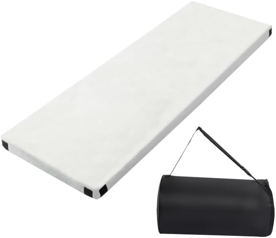 Memory Foam Camping Mattress, Portable Sleeping Pad for Tent, Car, Guest or Floor Use, Foldable Roll Up Bed with Washable Cover, Waterproof Non-Slip Bottom, Thick Support Foam, Easy Storage