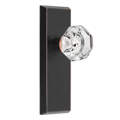 Image of Antique Crystal Dummy Door Knobs Interior, 2 Pack, Oil Rubbed Bronze | Zinc Alloy & Crystal Glass Knob, Non-Turning Single Side Vintage Classic Door Knob for Bifold Hallway Interior Doors