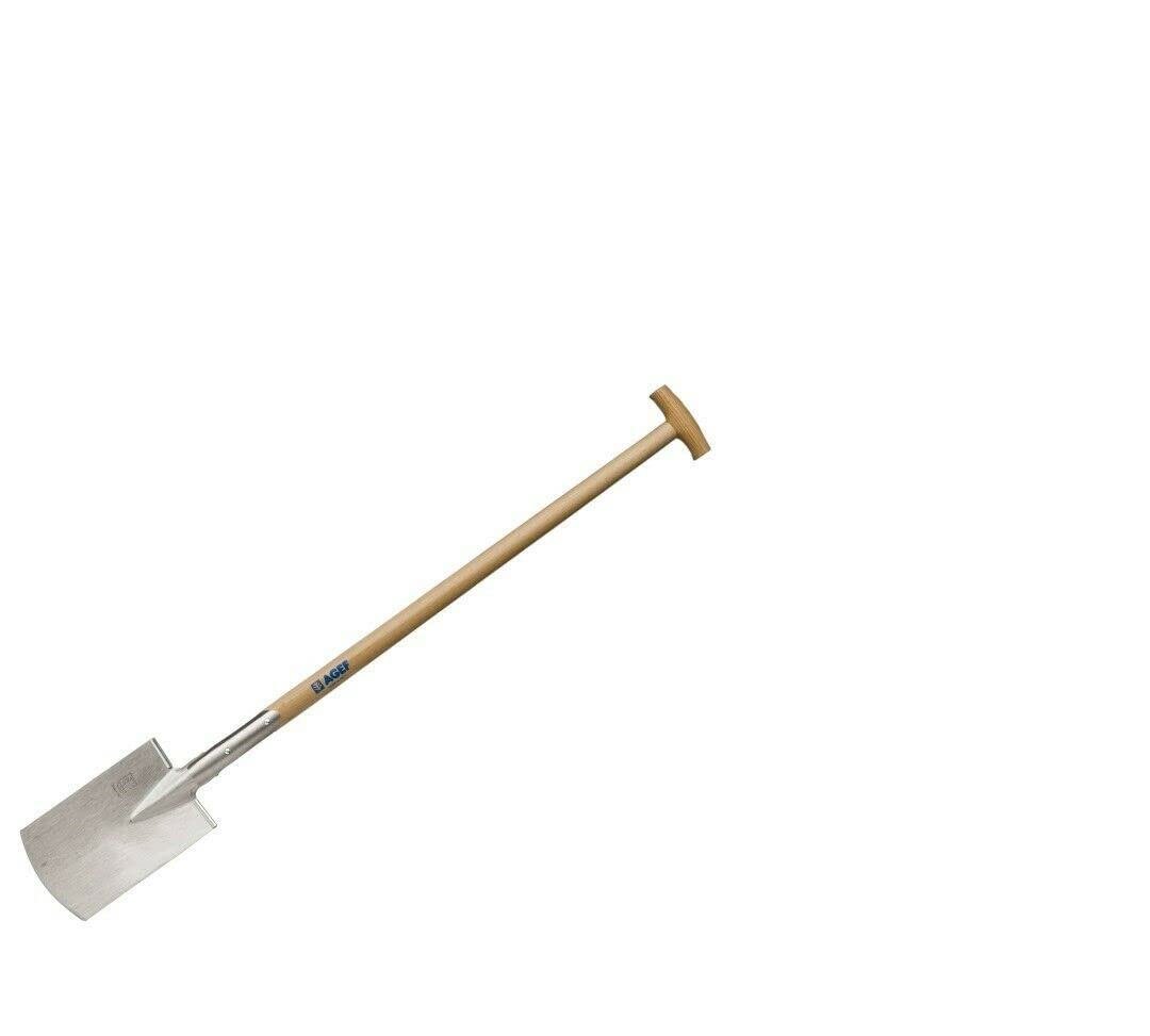 Agef - Pala professionale in acciaio temprato con manico a T in legno, 130 cm
