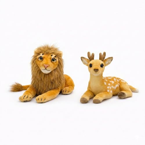 Image of Tabitha Stuffed Toys-Ultra Soft Plush Toy for Kids | Birthday Gifts for Kids and Girls | (Combo of 2 Toys 32 Cm Lion & Deer)