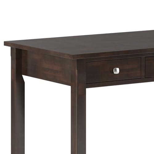 Image of SIMPLIHOME Avalon Desk - 60 Inch Wide Solid Wood Writing Desk in Brunette Brown, Contemporary Home Office Computer Table for Workspace or Study with 2 Drawers and Flip-Down Keyboard Tray