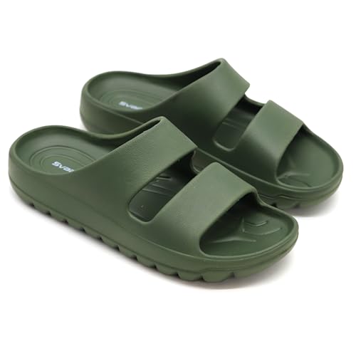 Image of SVAAR Soft EVA Double Strap Slippers for Men | Stylish Anti-Skid Slides with Arch Support & Bouncy Sole | Lightweight Indoor Outdoor Comfort