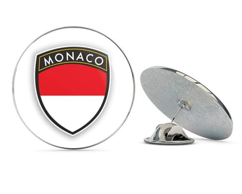 Monaco Flag Design Round Metal 0.75" Lapel Pin Hat Shirt Pin Tie Tack Pinback2