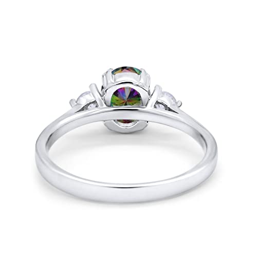 Blue Apple Co. Three Stone Wedding Engagement Ring Oval Round Simulated Cubic Zirconia 925 Sterling Silver3