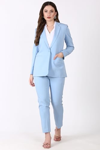 Image of Women's Formal Pant Suit Set | Single Button Blazer with Straight-Leg Trousers | Elegant Workwear for Office & Business Meetings