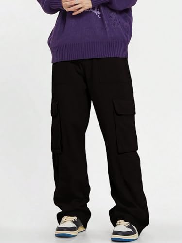 Image of GRECIILOOKS Men's Regular Fit Low Rise Cargos Trousers | Baggy Cargo Pants for Man | Loose Fit | Treck Pent with Multiple Pockets (Available in Plus Size)