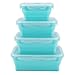 Pudełko na lunch, 350/500/800/1200 ml przenośne silikonowe pudełko na lunch zestaw składany mikrofalówka pudełko na lunch pojemnik na żywność (miętowa zielona)