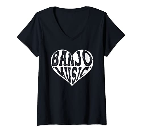 Damen Banjo Musik Banjospieler Bluegrass Country Musik Banjo T-Shirt mit V-Ausschnitt