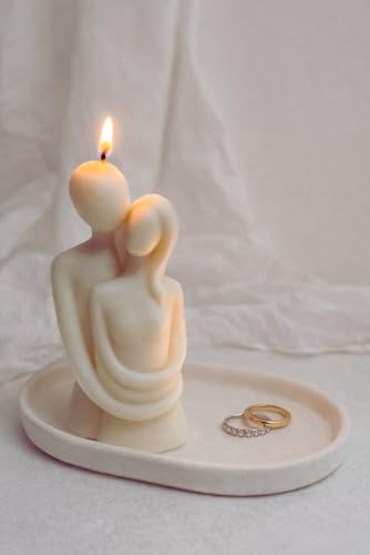 Image of Couple Candle, Decorative Figurine Candle, Cream White, Romantic Embrace Design