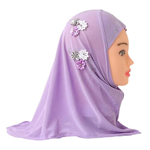6 Flowers Headscarf 2-6 Years Old Pretty Girls Muslim Hijab Malay Scarf Islamic Arab Headscarf Sand and Sun Protection Scarf Shawls2