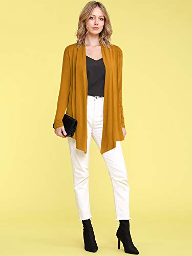 Image of Lock and Love Women's Draped Front Open Asymmetrical Cardigan - Casual Long Sleeve Lightweight Duster