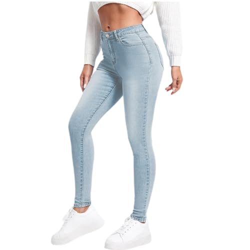 Generisch Skinny Jeans Damen High Waist,Damen Jeggings Stretch - Slim Fit Skinny Jeans mit Hoher Taille Lässige Stylische Denim Hose für Frauen Female Bequem & Dehnbar Pant...
