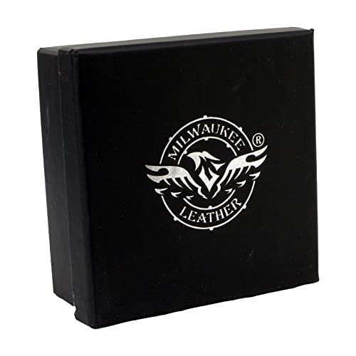 Milwaukee Leather MP7105 Men's Embossed Black Genuine Leather Biker Belt with Interchangeable Buckle4