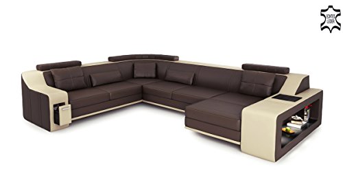 Bullhoff by Giovanni Capellini Leder Couch Sofa braun/beige U-Form XXL...