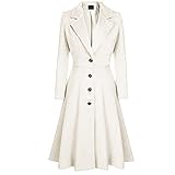 HANMAX Damen Wollmantel mit Reverskragen Knielang Wintermantel Einfarbig Tweed Mantel Frauen Elegante Wolle Mantel