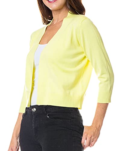 Image of Bolero Cropped Cardigans Shrugs for Women - 3 /4 Sleeve Open Front Cover up for Dresses