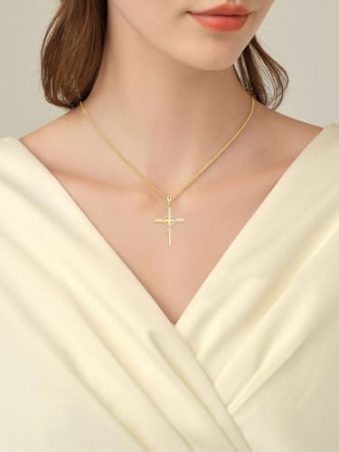 14k Gold Cross Necklace for Women, Mother's Day Gift for Her 14k Gold Irish Celtic Cross Infinity Pendant Faith Necklace Fine Jewelry Birthday Anniversary Valentines Day Gifts for Nana Sister Girlfriend4