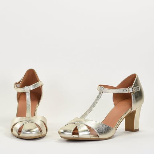 Women's Block Heel Mary Jane Pumps Ankle T-Strap Round Toe Heeled Sandals Chic CutOut Closed Toe Casual Dressy Dance High Chunky Heel Summer Shoes for Women2