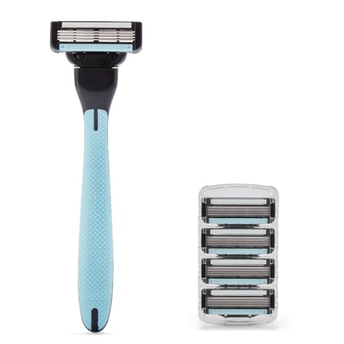 Image of E1 Virat 4-Blade Razor for Men with 4 Replacement Cartridges | Manual Shaving Razor | Smooth & Close Shave | Ergonomic Grip Handle | Daily Grooming Razor