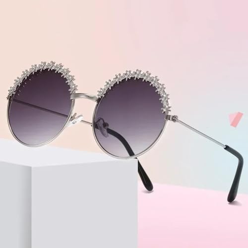 Round Kids Sunglasses Flower Baby Children Shades Sun Glasses Girls Cute Half Frame Metal Eyewear UV4002