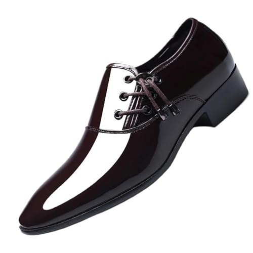 Men's Vintage High Gloss Dress Shoes Patent Leather Oxford Formal Business Tuxedo Shoes Men's Classic Lace Up Oxfords Dress Shoes Faux Patent Leather Tuxedo New