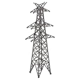 DECORNIJIA Maquette de Tour Électrique Miniature 100 Pièces, Modèle Réduit 18,8 CM, Gris, pour Décor de Micropaysage et Village Miniature, Adapté pour Bac à Sable