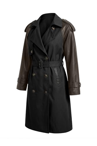 Image of Bellivera Women's Classic Long Windproof Trench Coat With Belted Waist | Notch Lapel Collar,Breasted Button Front,Adjustable Cuff Straps,Side Slant Pockets,Spring Fall Daily Commute Office Wear