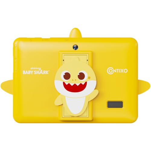 Image of Contixo Baby Shark 7 Inch Kids Tablet, 32GB, Android 16, Yellow, Ages 3-12