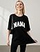LOMON Mama Shirt Womens Short Sleeve Oversized Tshirt Graphic Mom T-Shirts Plus Size Tees Summer Tops (Black Letter,5XL)