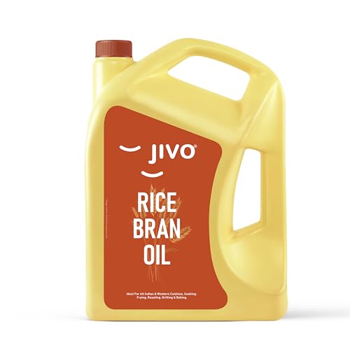 Image of Jivo Rice Bran Oil 5 Litre | Premium Cooking Oil | Rich in Antioxidants | Ideal for Deep Frying, Sauteing & Baking | Chemical-Free