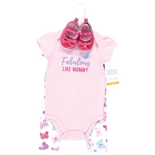 Image of Hudson Baby Unisex Baby Cotton Bodysuit, Pant and Shoe Set