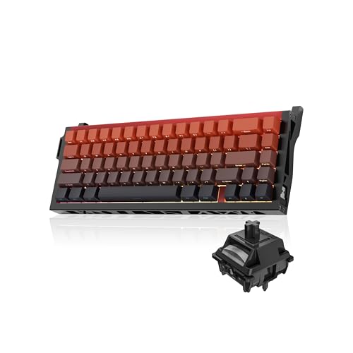 Image of Wireless Mechanical Gaming Keyboard, 65% Layout RGB Custom Keyboard - Ghost | Aluminum Alloy Black Frame with Red Gradient Keycaps, Pre-Lubed Hot-Swappable Linear Ghost Switches