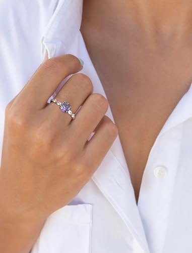 STARCHENIE Round Promise Rings for Her | 925 Sterling Silver Halo Ring | Engagement Wedding Band for Women2