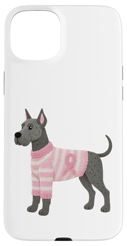 Great Dane Dog Mom 乳がん啓発 10月 ピンク スマホケース iPhone 15 Plus 用