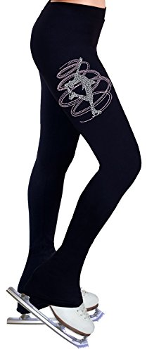 NY2 SPORTSWEAR Figure Skating Practice Pants with Rhinestones R251LK (Adult Large) Black