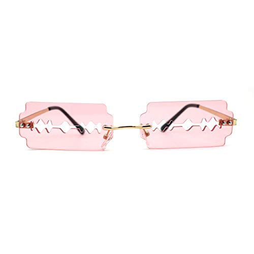 Image of SA106 Razor Blade Shape Funky Hipster Rimless Sunglasses