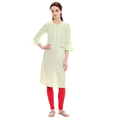 Image of BIBA Womens Round Neck Slub Kurta