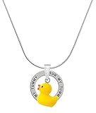 Delight Jewelry Resin Yellow Ducky - Rub My Tummy Ring Charm Necklace, 18'