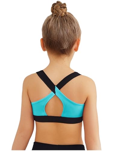 Kids Girls Color Block Sports Vest -Sleeveless Cross Back Crop Tank for Yoga & Workout3