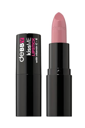 deBBY, kissME LIPSTICK Rossetto Cremoso, Formula Antiossidante con Vitamine E e C, Finish Luminoso e Pieno, Texture Leggera, Aroma Fruttato, Colore 04 Velvet Rose