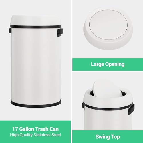 Caneca de basura cilíndrica de acero inoxidable 65 L miniatura 5