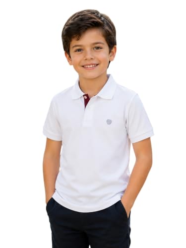 Image of Lux Cozi Boy's Polycotton Polo T-Shirt | Solid Collared Half Sleeve Tee for Kids | Soft Breathable Summer Wear | Casual Smart Polo T-Shirt | 3-14 Years