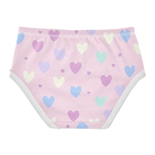 Purple Heart Pattern Sweet Decor Girls' Moisture-Wicking Panties Briefs Underwear for Kids in Sizes 2T,3T, 4T, 5T, 6Y and 8Y2