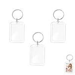 FYACCD Photo Keyring, 3 Pcs Blank Photo Keyring, Double Sided Insert Picture Keychain, Transparent Photo Key with Split Ring, Personalized Picture Frame for Family & Couples