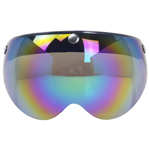 Visiera Flip Up a 3 Snap con Lente Antivento per Casco Moto Universale Standard a 3 Snap per Motocicletta a Bolla Colorata Sostituzione per Caschi